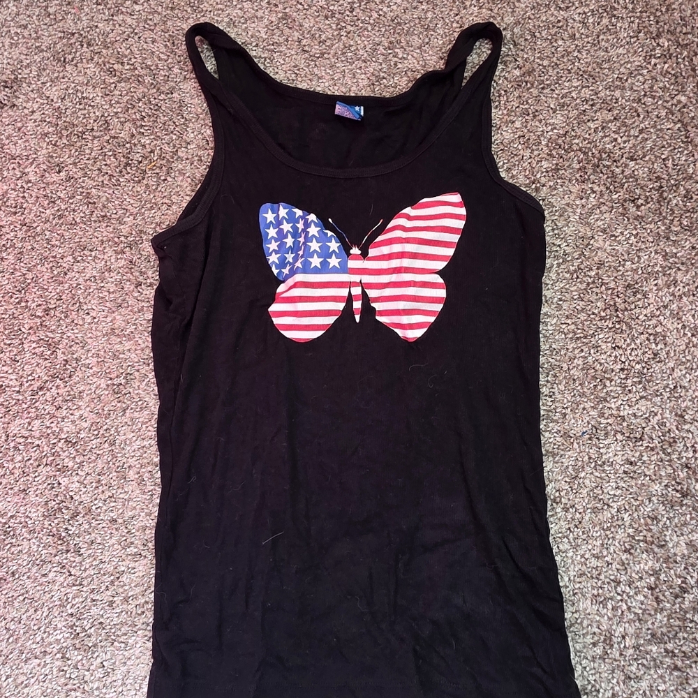 American Flag Butterfly Tank Top